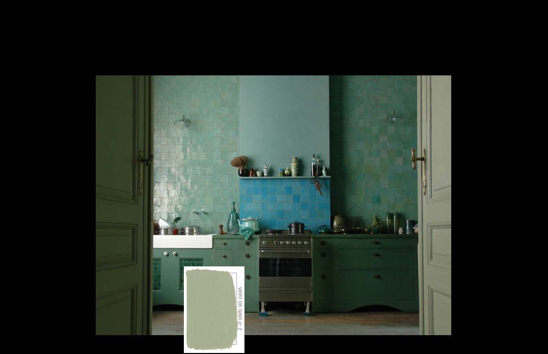 Cuisine peinte avec peinture acrylique vert de gris | EMERY&Cie