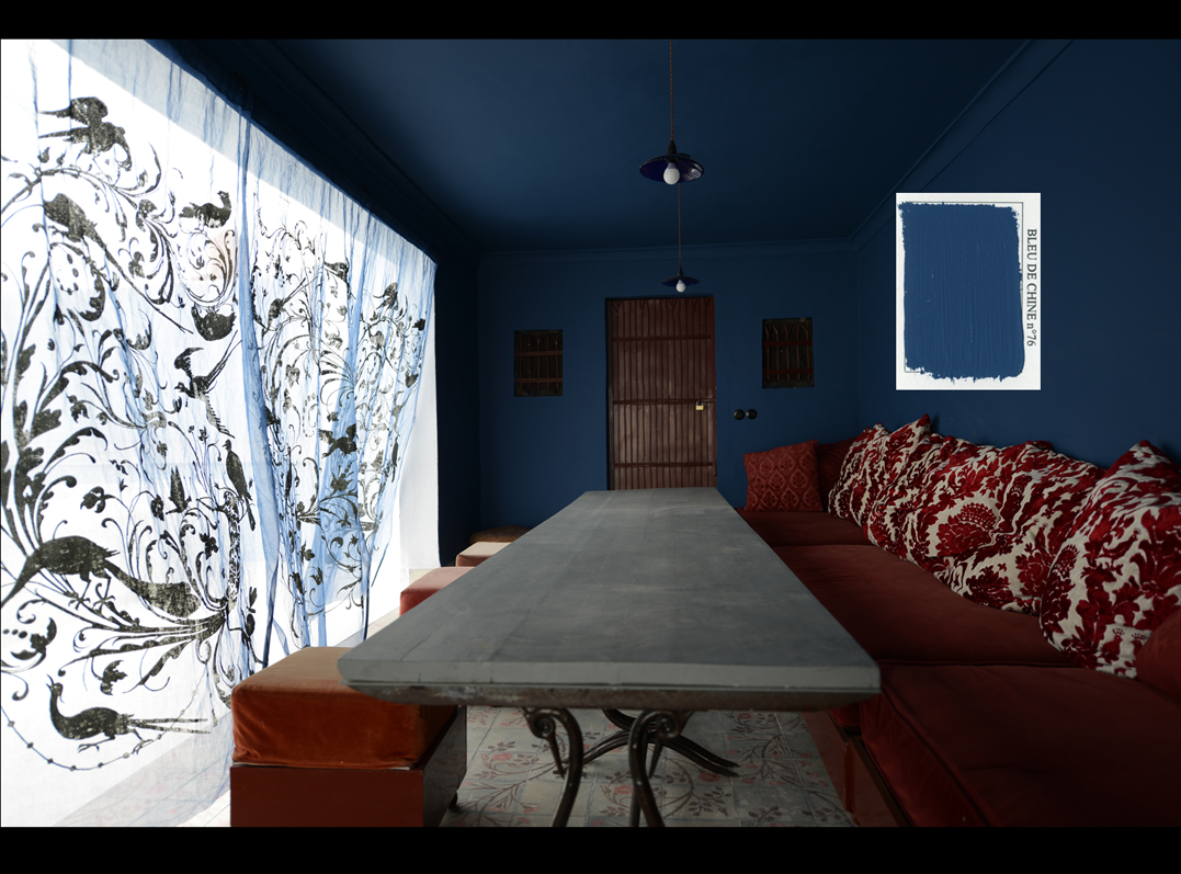 Salon avec peinture acrylique bleu de Chine | EMERY&Cie